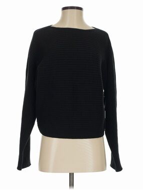 Reformation Black Ribbed Cotton Boatneck Sweater S